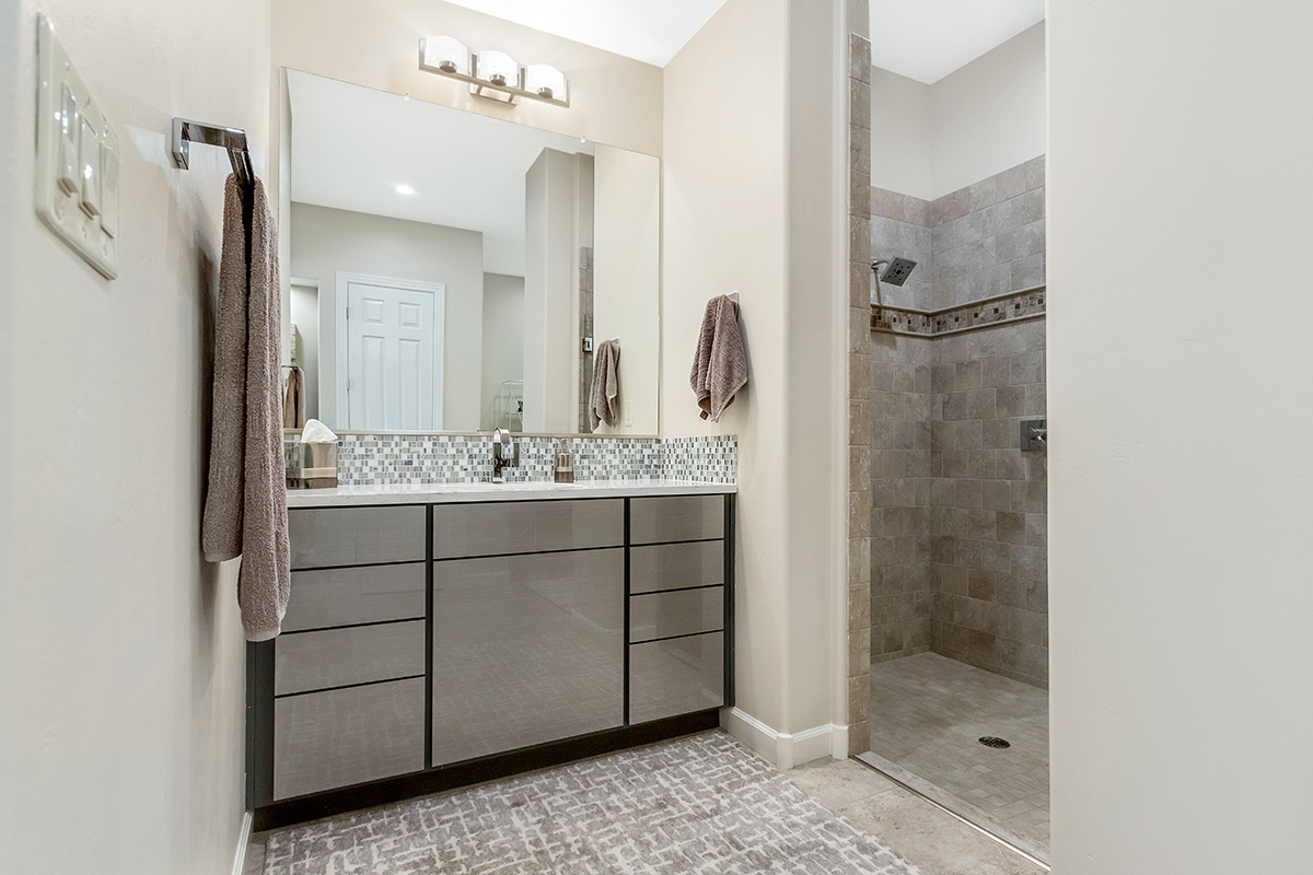 Gray gloss bathroom cabinets