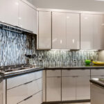Gray gloss kitchen cabinets