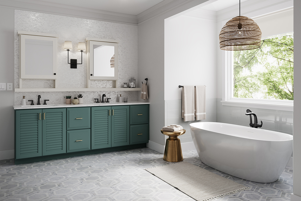 teal bathroom cabinets