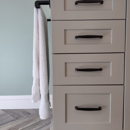 Gray bathroom cabinets