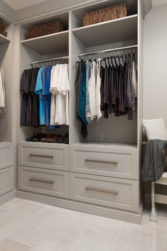 Gray closet cabinets