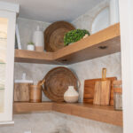 Natural and white kitchen cabinets