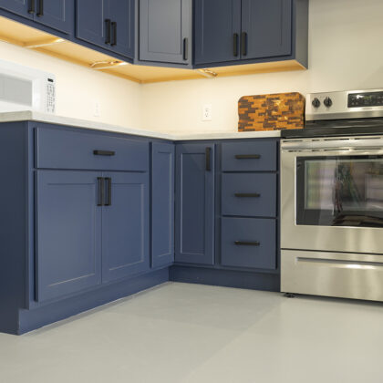Blue kitchen cabinets