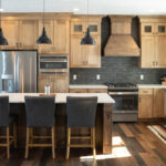 Natural stained kitchen cabinets