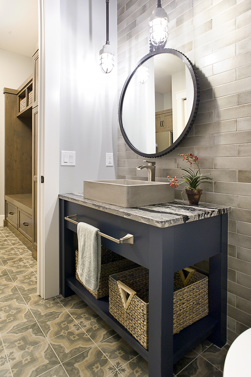 blue bathroom vanity