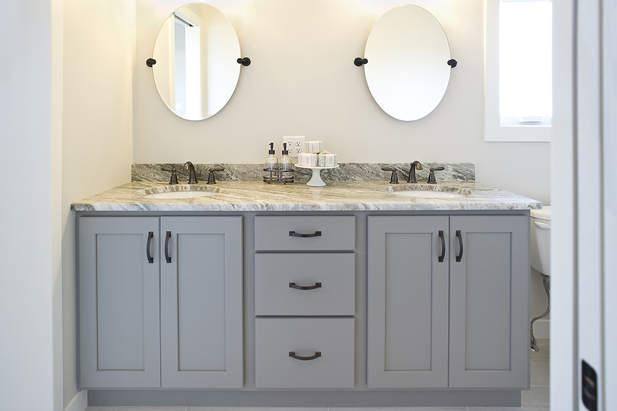 gray bathroom cabinets