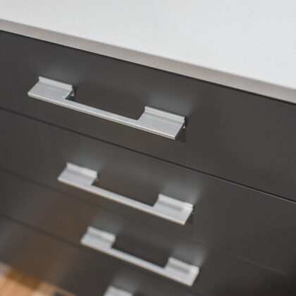 Gray office cabinets
