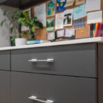 Gray office cabinets