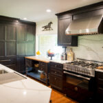 Black stained kitchen cabinets