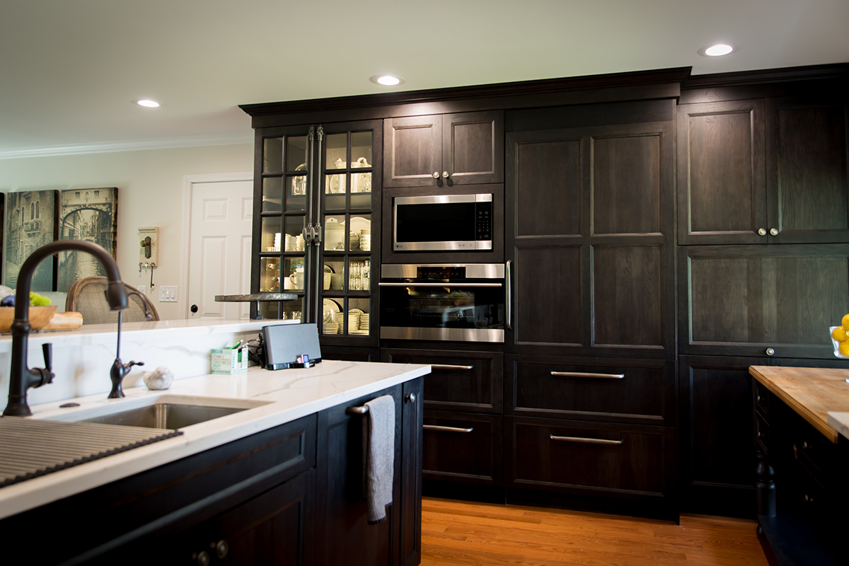 Black stained kitchen cabinets