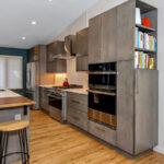 gray stained kitchen cabinets