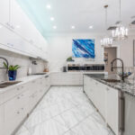 White textured kitchen cabinets