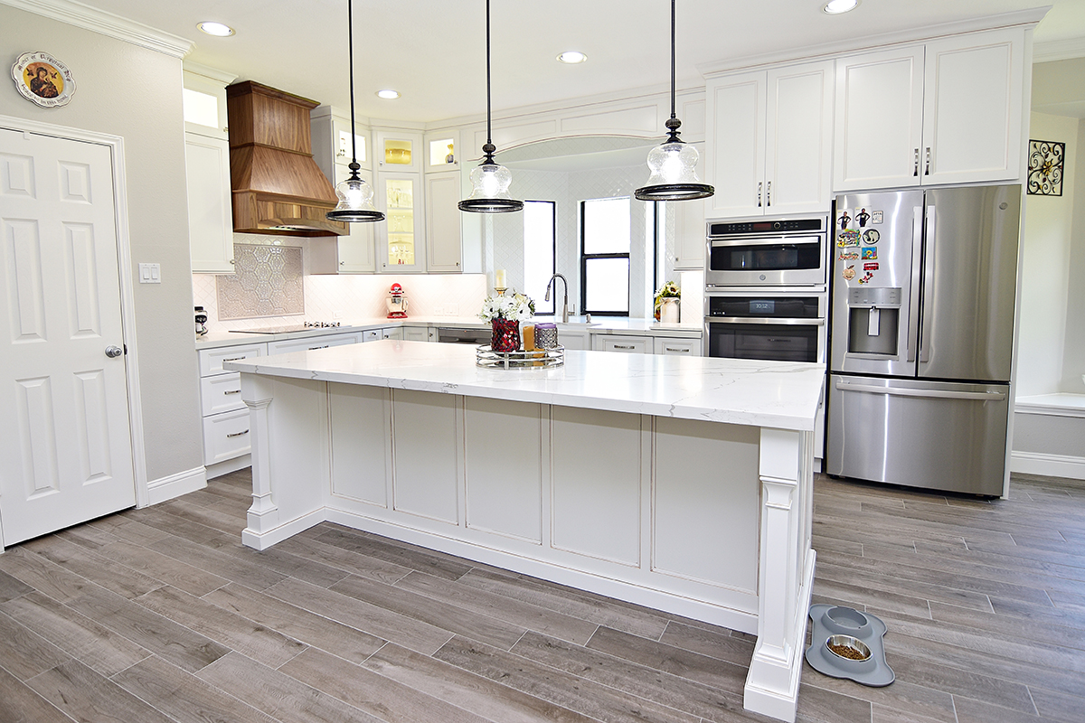 Natural and White kitchen cabinets
