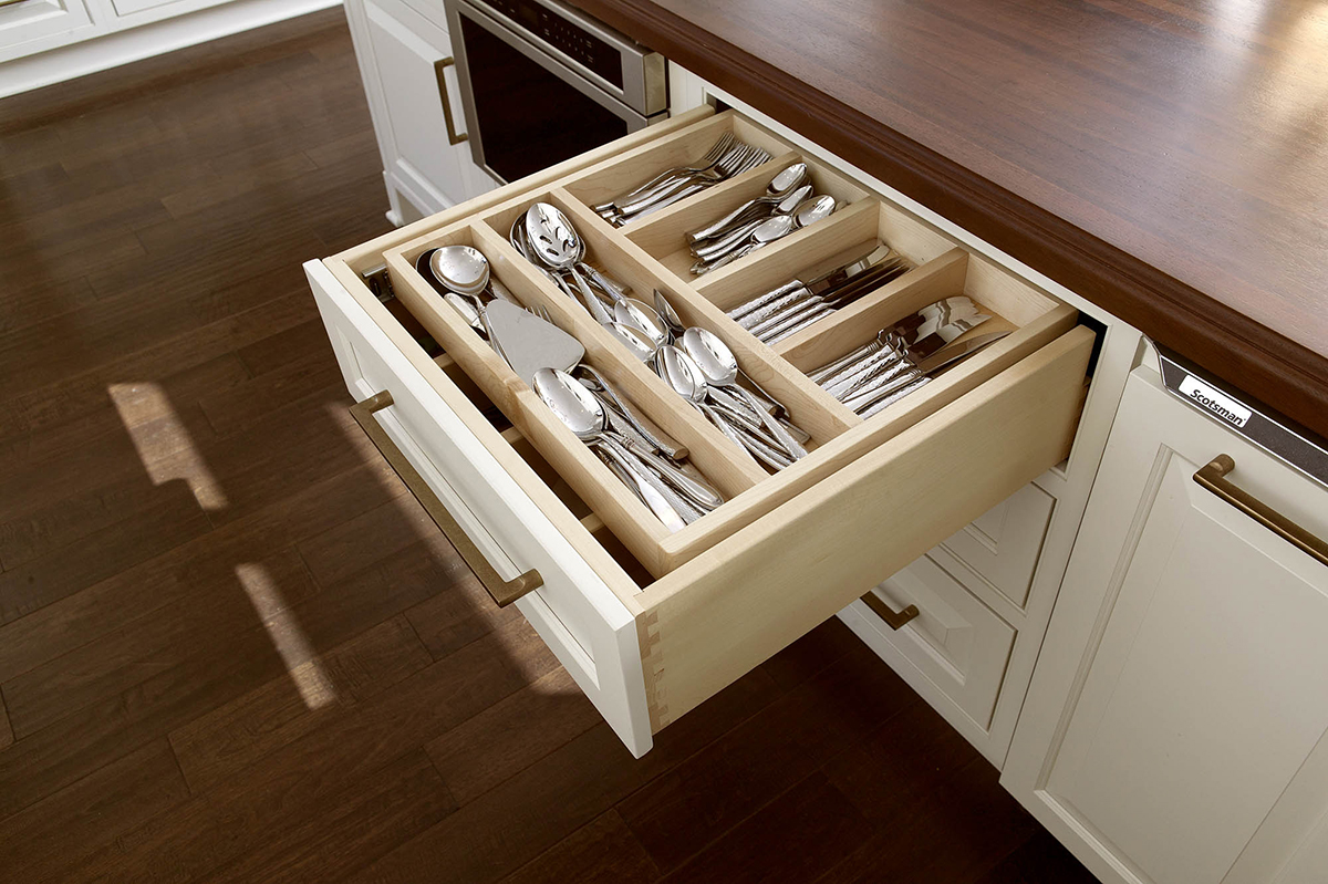 Three Drawer Base with Wood Cutlery Divider