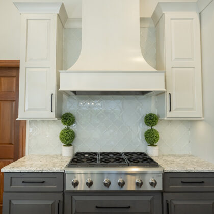 white and gray kitchen cabinets