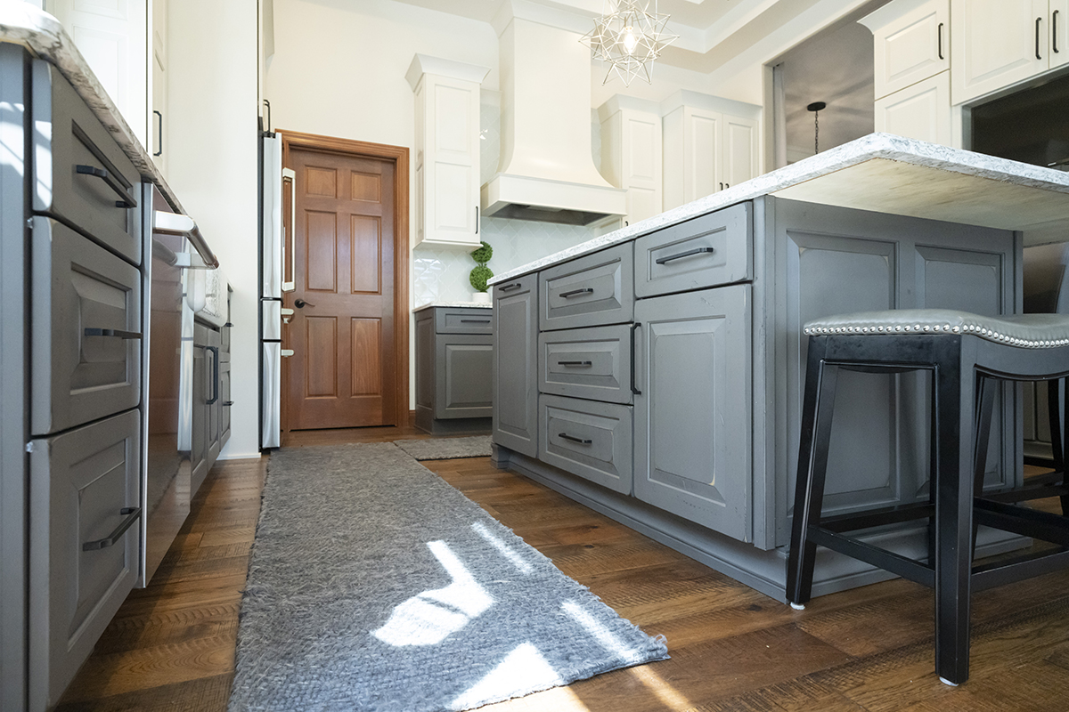 white and gray kitchen cabinets