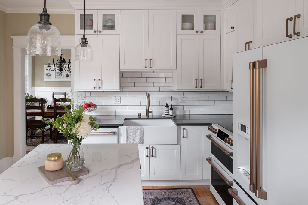 White Cabinets With Copper Hardware