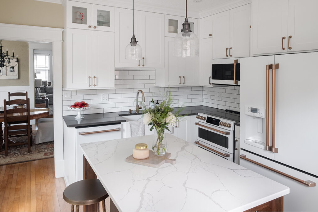White Cabinets With Copper Hardware