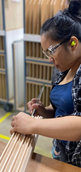 Employee building cabinet doors