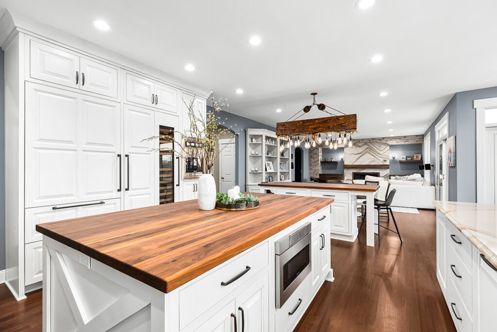 White Inset Kitchen Cabinets With Brown Hardware