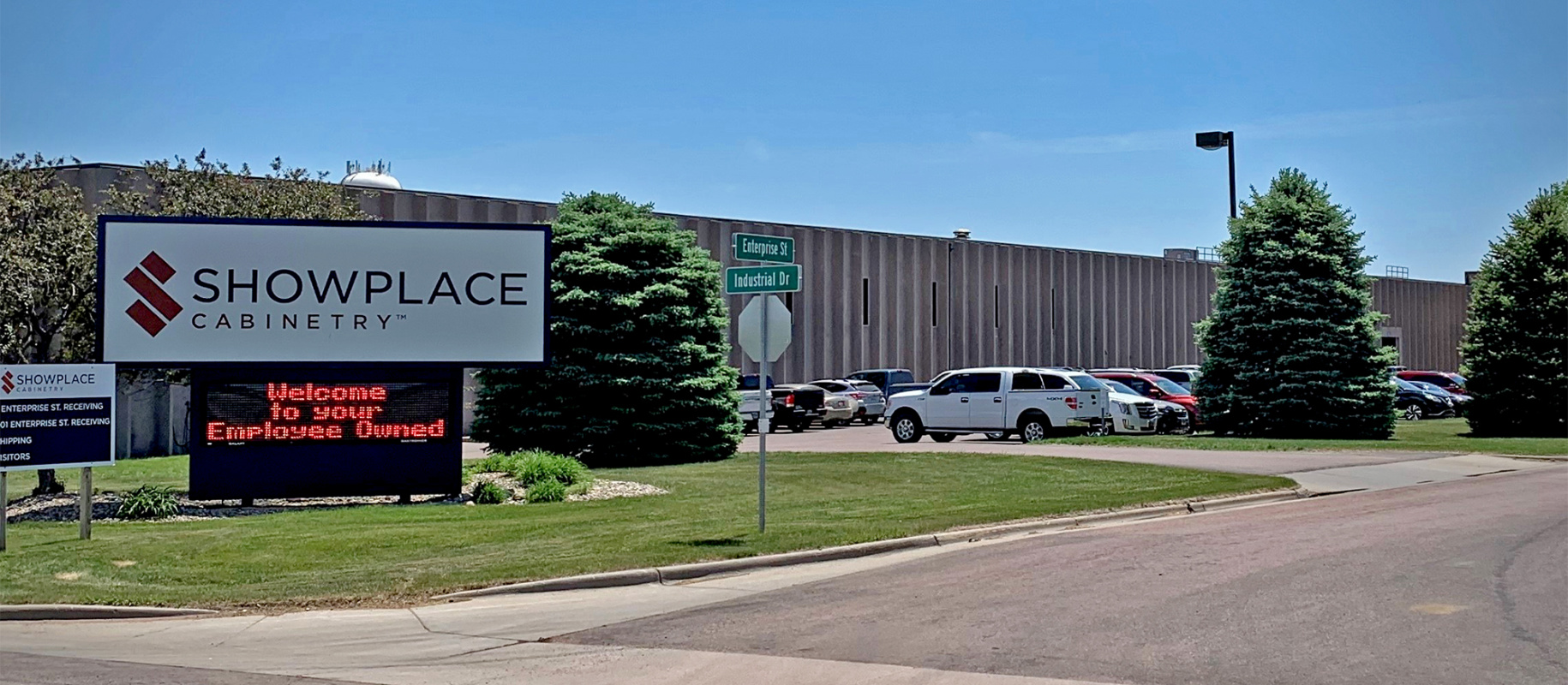 Showplace sign at manufacturing facility