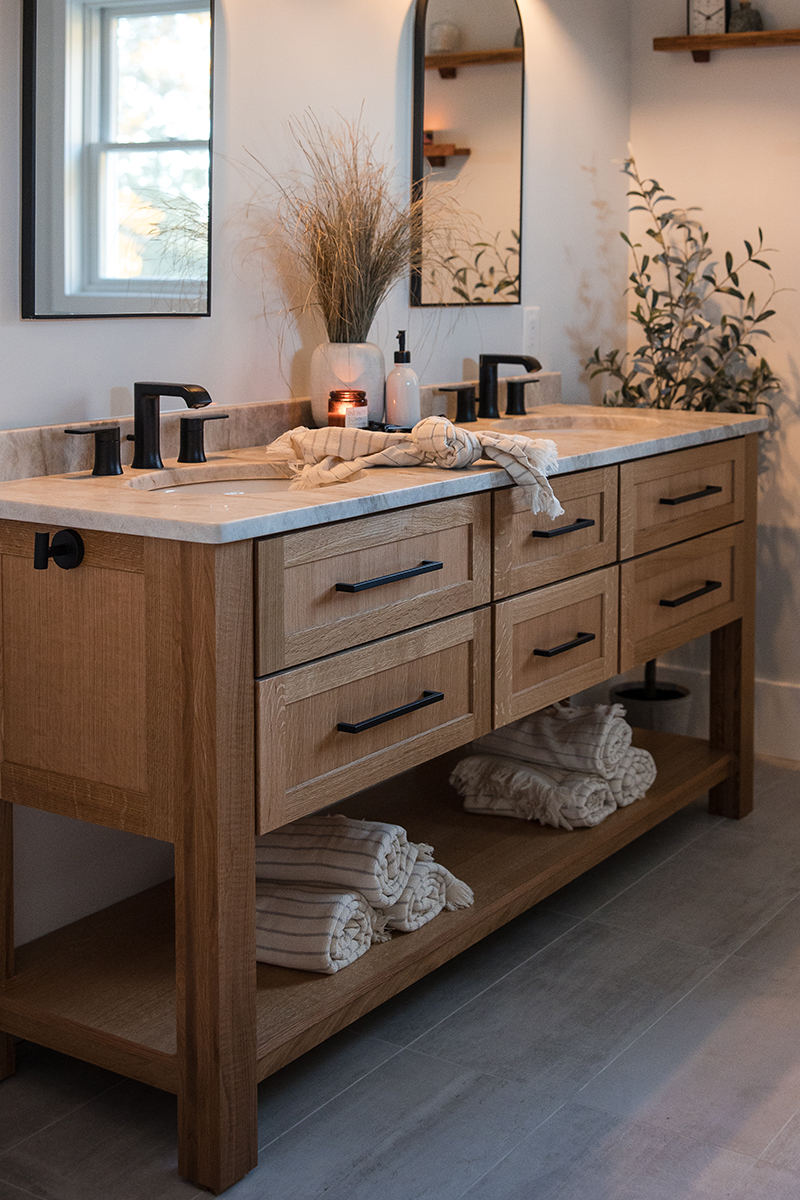 Furniture Vanity Two Sinks with Drawers