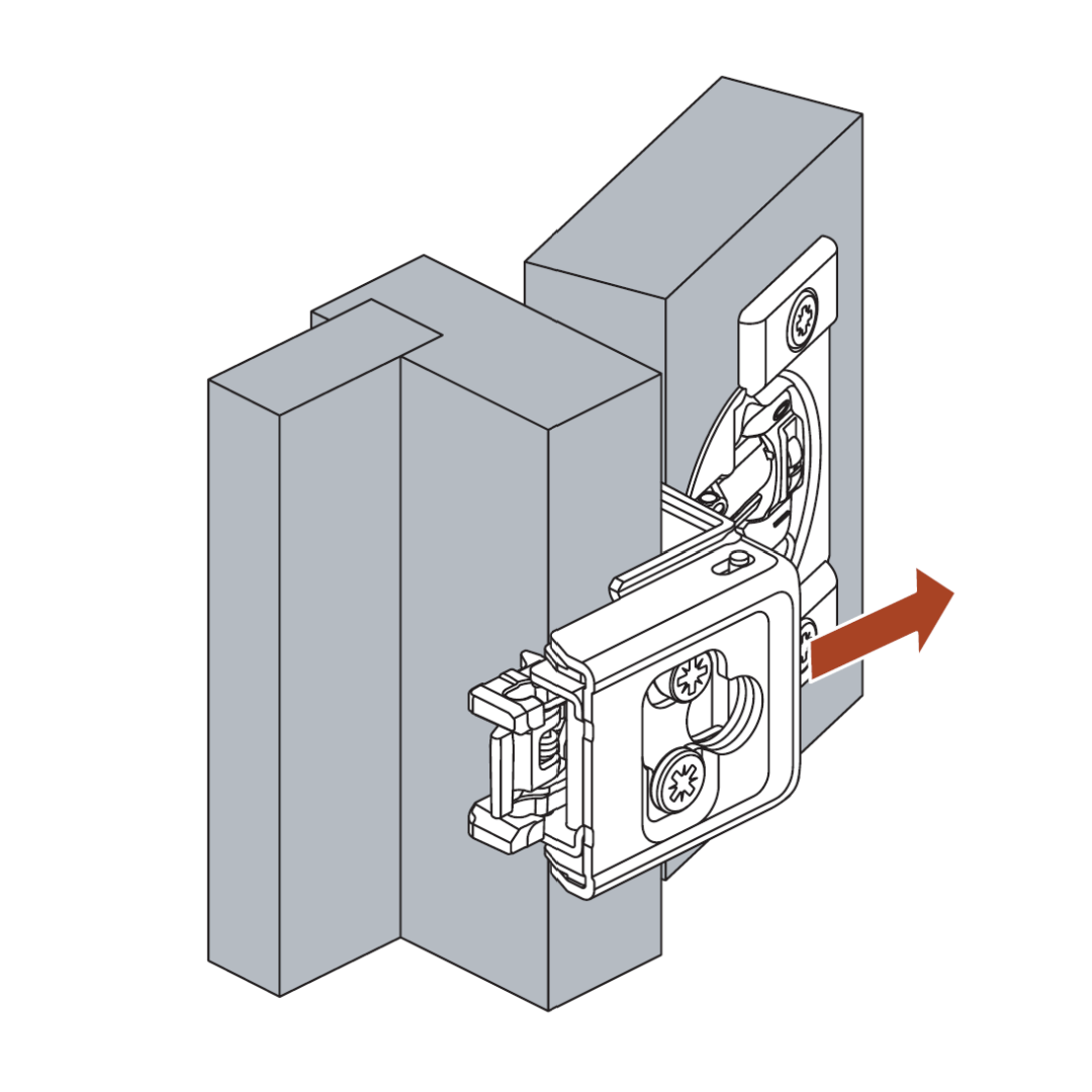 compact door hinge diagram displaying the movement of the hinge.