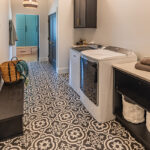 laundry room with unique floor pattern