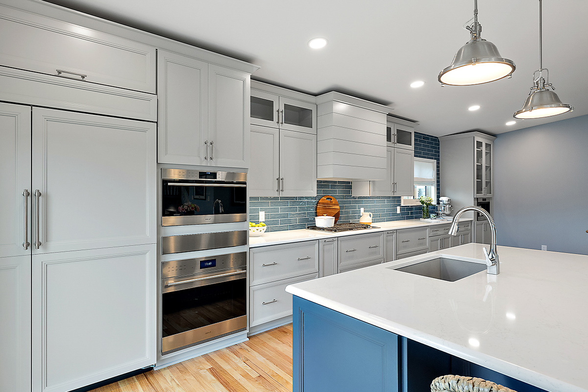 Painted kitchen in gray and blue