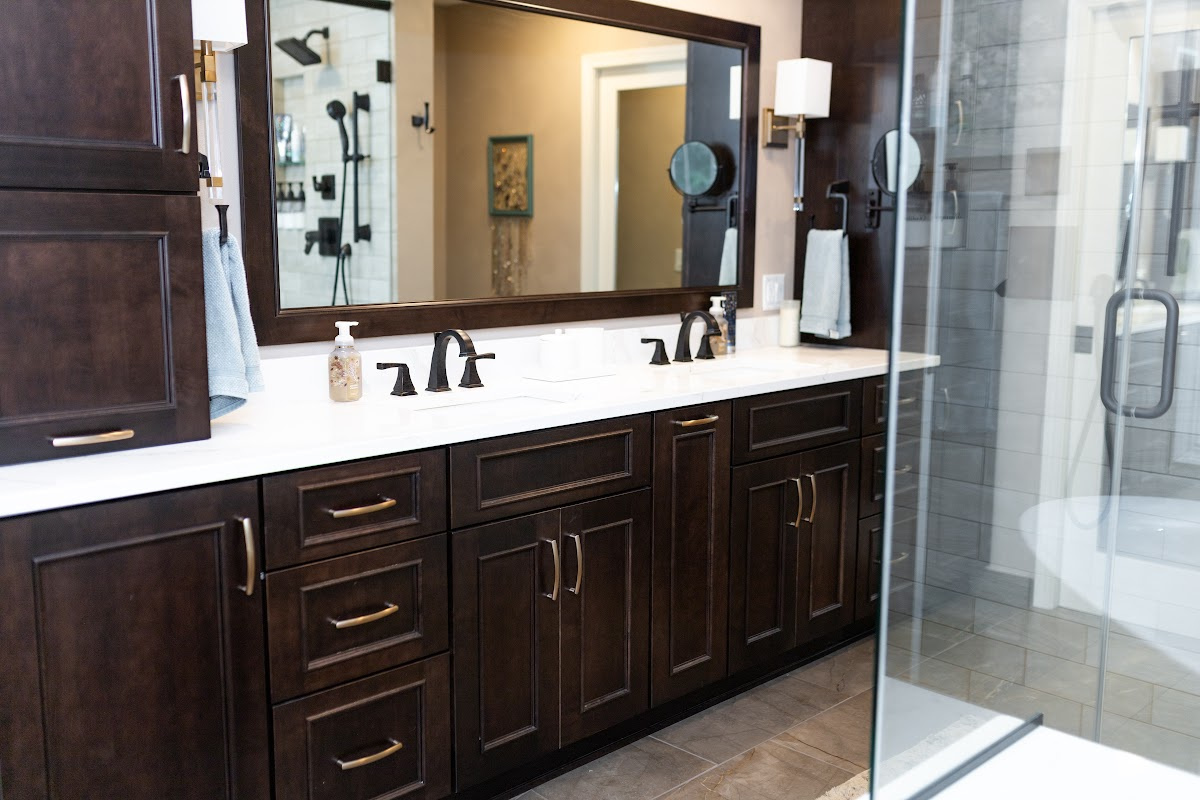 Stained bathroom vanity