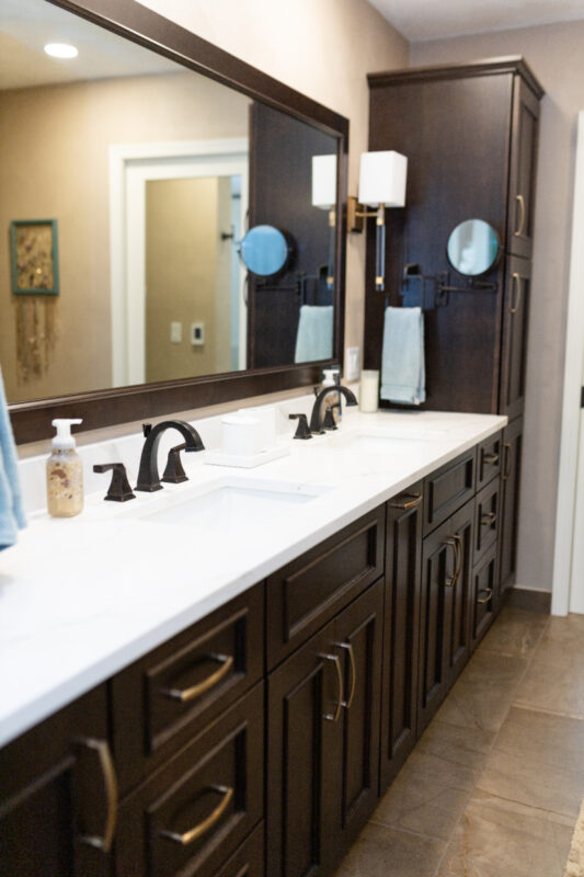 Stained bathroom vanity