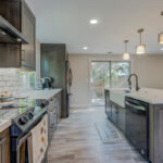 Stained kitchen with island