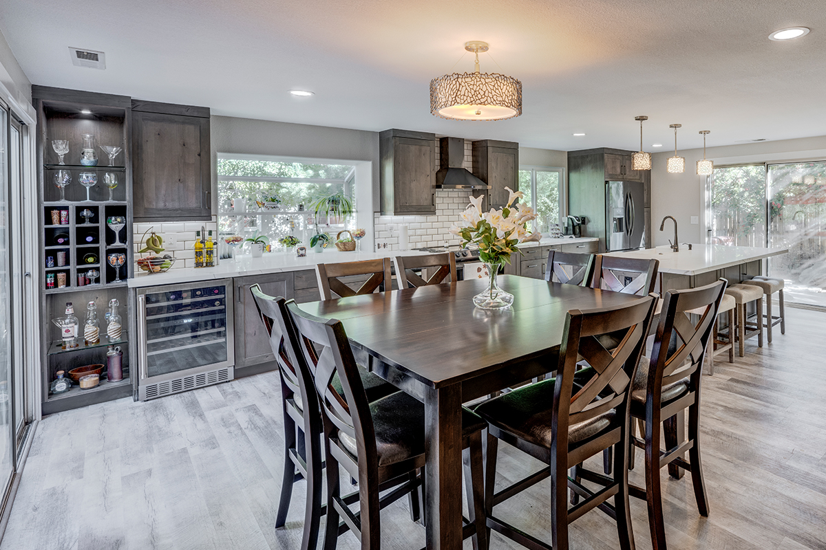 Stained kitchen with island