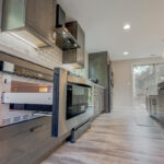 Stained kitchen with island