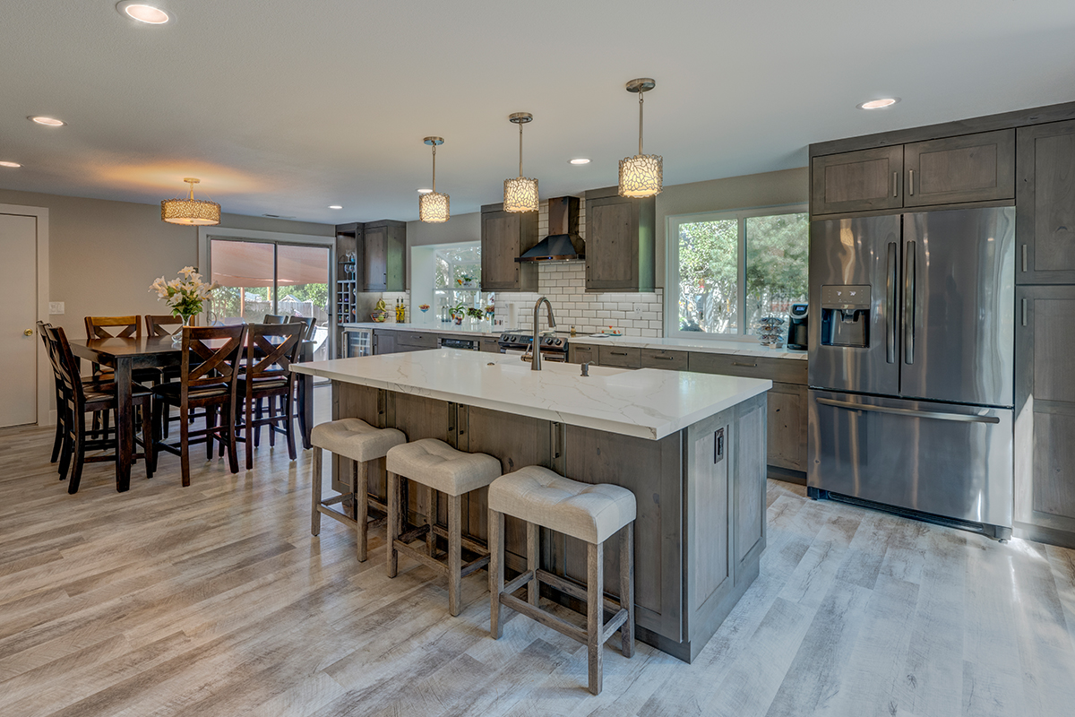 Stained kitchen with island