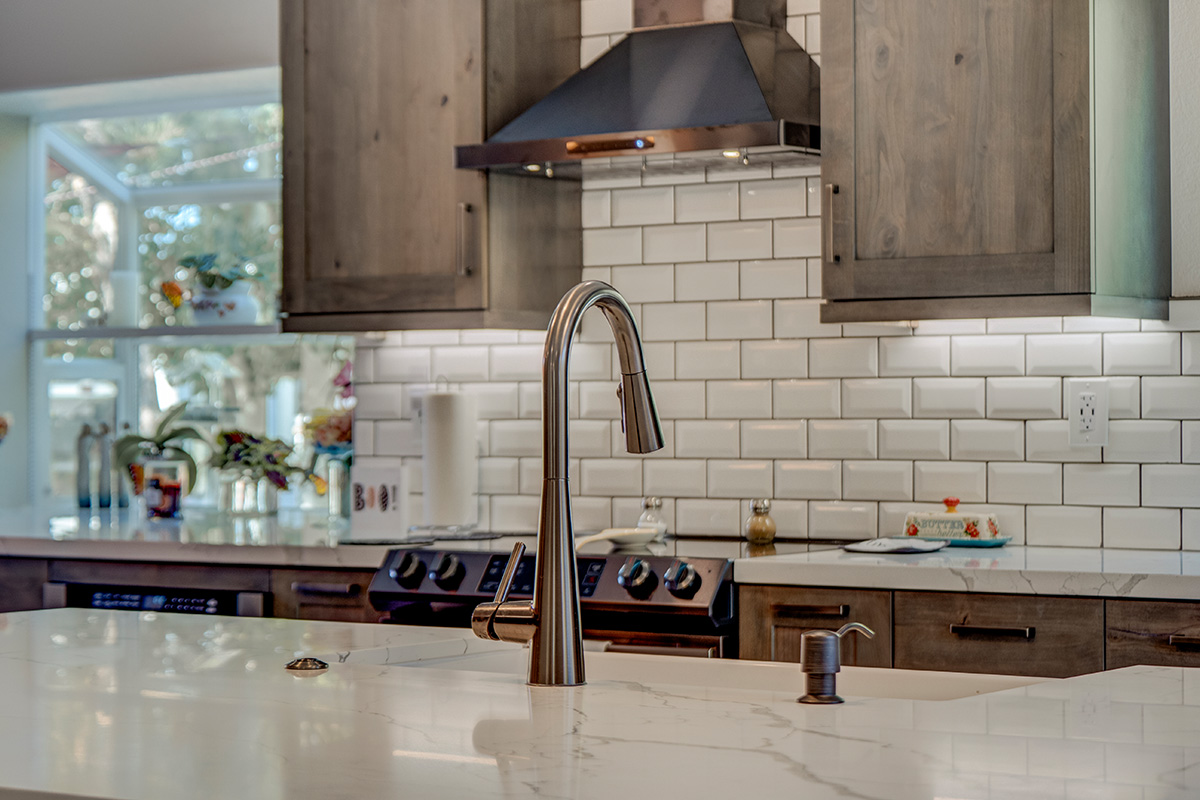 Stained kitchen with island