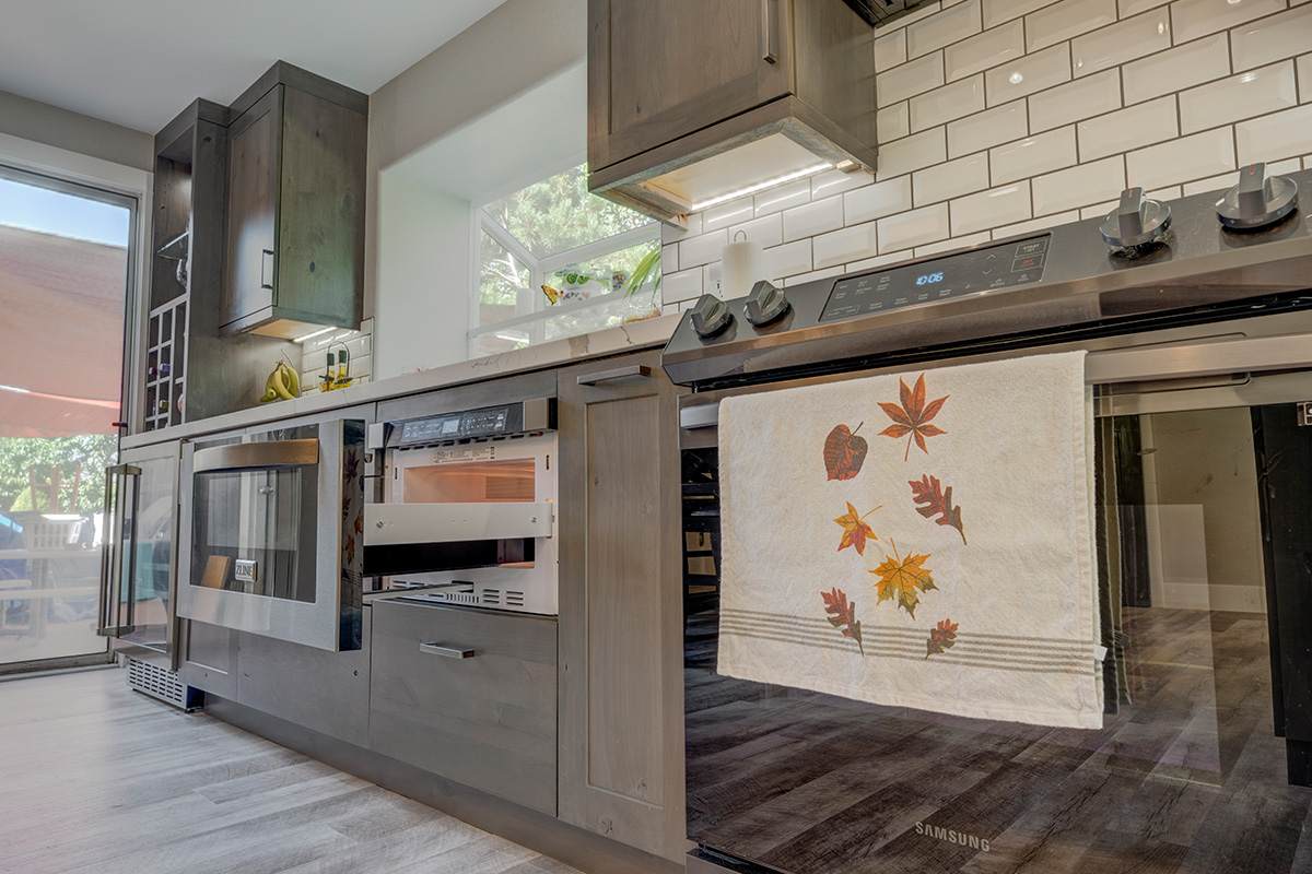 Stained kitchen with island