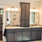 Stained bathroom vanity cabinets