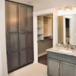 Stained bathroom vanity cabinets