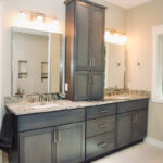 Stained bathroom vanity cabinets