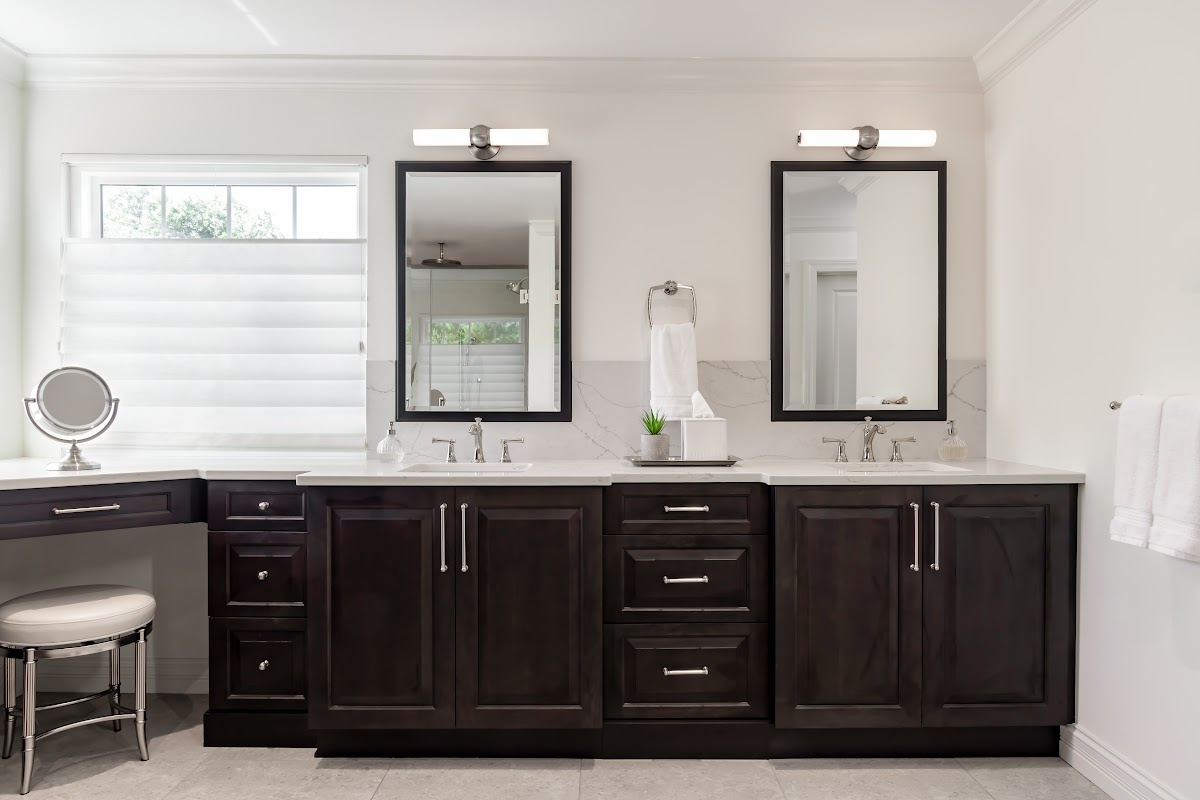 Stained bathroom cabinets