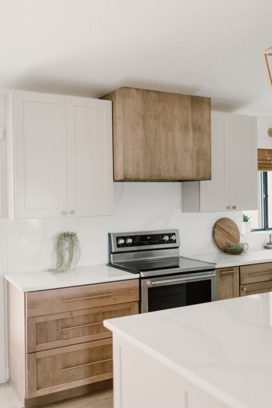 Stained and painted kitchen cabinets