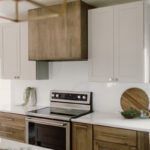 Stained and painted kitchen cabinets