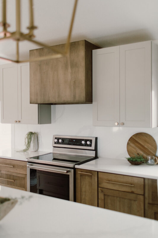 Stained and painted kitchen cabinets