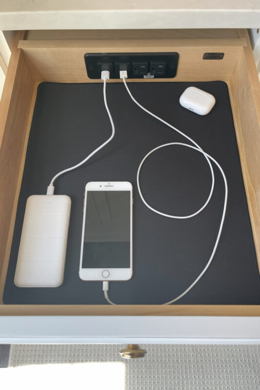 Phone charging drawer.