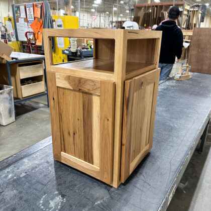 Custom base in rustic hickory stained in Hazelnut