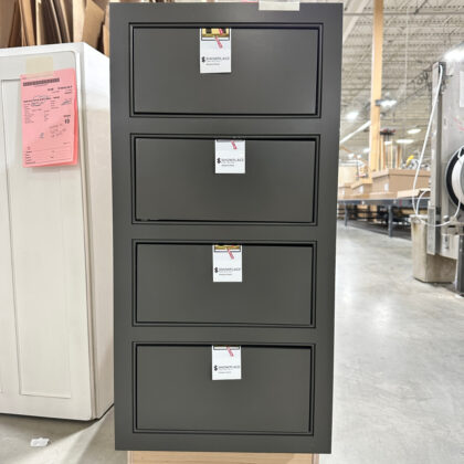 Four drawer base cabinet painted in Urbane Bronze