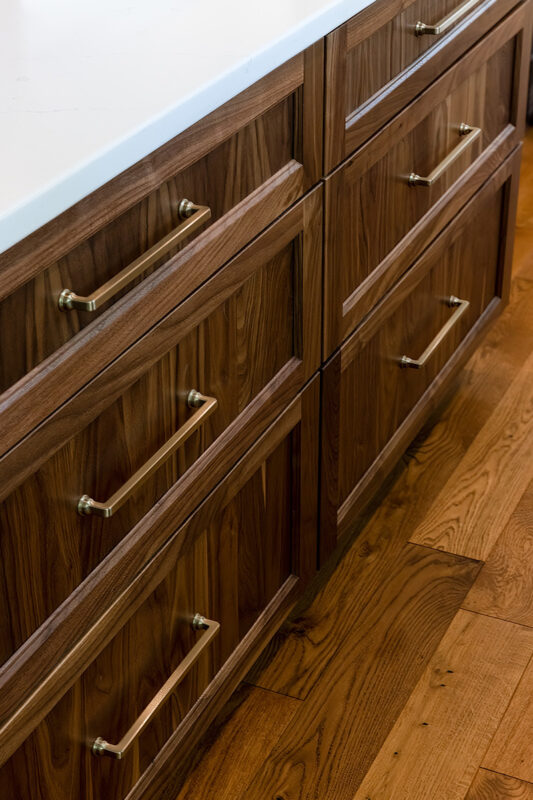 Stained double kitchen islands