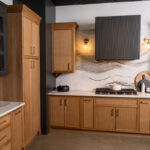 Stained and painted kitchen cabinets showroom display