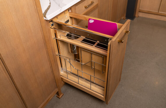 Stained and painted kitchen cabinets showroom display